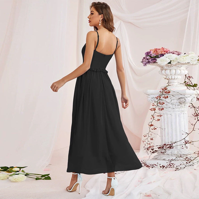 Women's Mesh Spaghetti Strap Maxi Dress