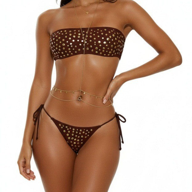 Metal Dot One-piece Swimwear