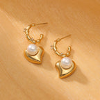 Pearl Heart Stud Earrings