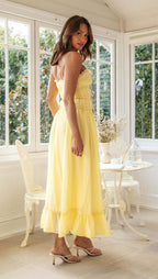 Women's Crew-Neck Tie Sleeveless Maxi Dress