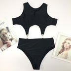 Cutout Solid One-piece Swimwear