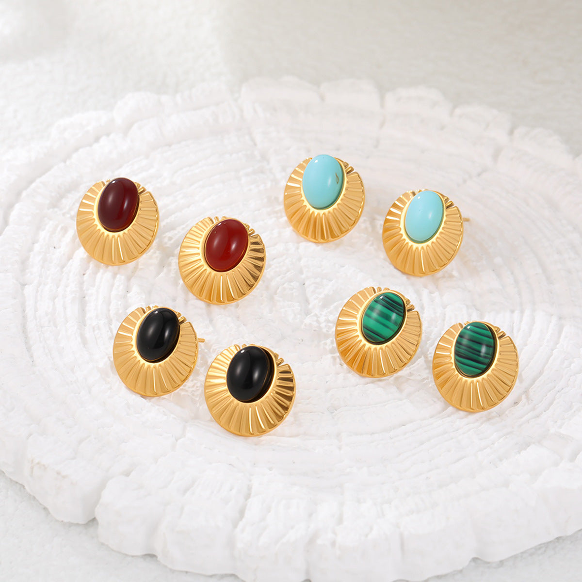 Women's Natural Stone Lace Earrings