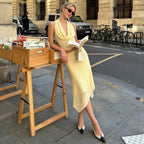 Summer Women Polka Dot Halter Swing Collar Vest Long Skirt