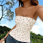 Women's Women’s Floral Strapless Fitted Crop Top