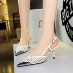 Women's Mesh Stiletto Ankle-Strap Sandals