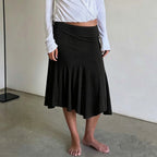 Retro Idle Casual Irregular Asym Skirt Street Sexy Midi