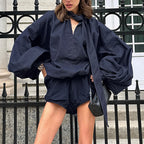 Spring Women Shirt Top Shorts Two Piece Korean Idle