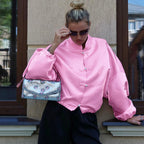 Women's Satin Stand-Collar Button Jacket