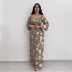 Gilded Print Sling Maxi Dress