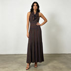 Women's Retro Striped Halter Maxi Dress