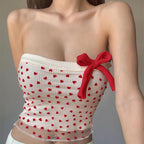 Bow Detail Lace-Up Off-Shoulder Tube Top