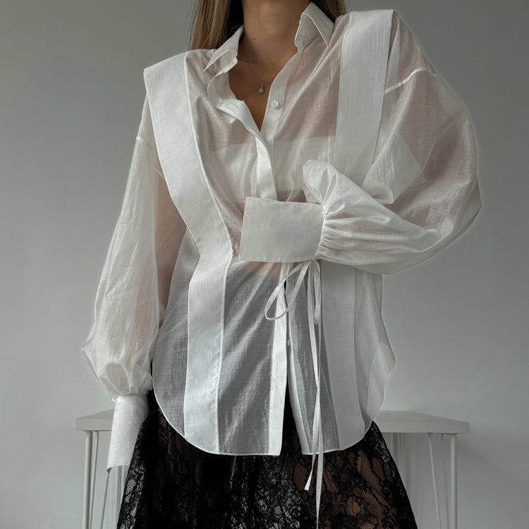 Tencel Sun Protection Shirt See through Collared