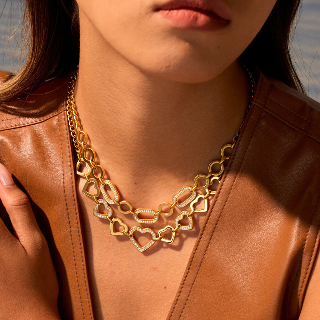 Geometric Heart Titanium Steel Necklace