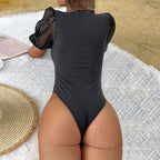 Women's Cutout Puff Sleeve One Piece Jumpsuit