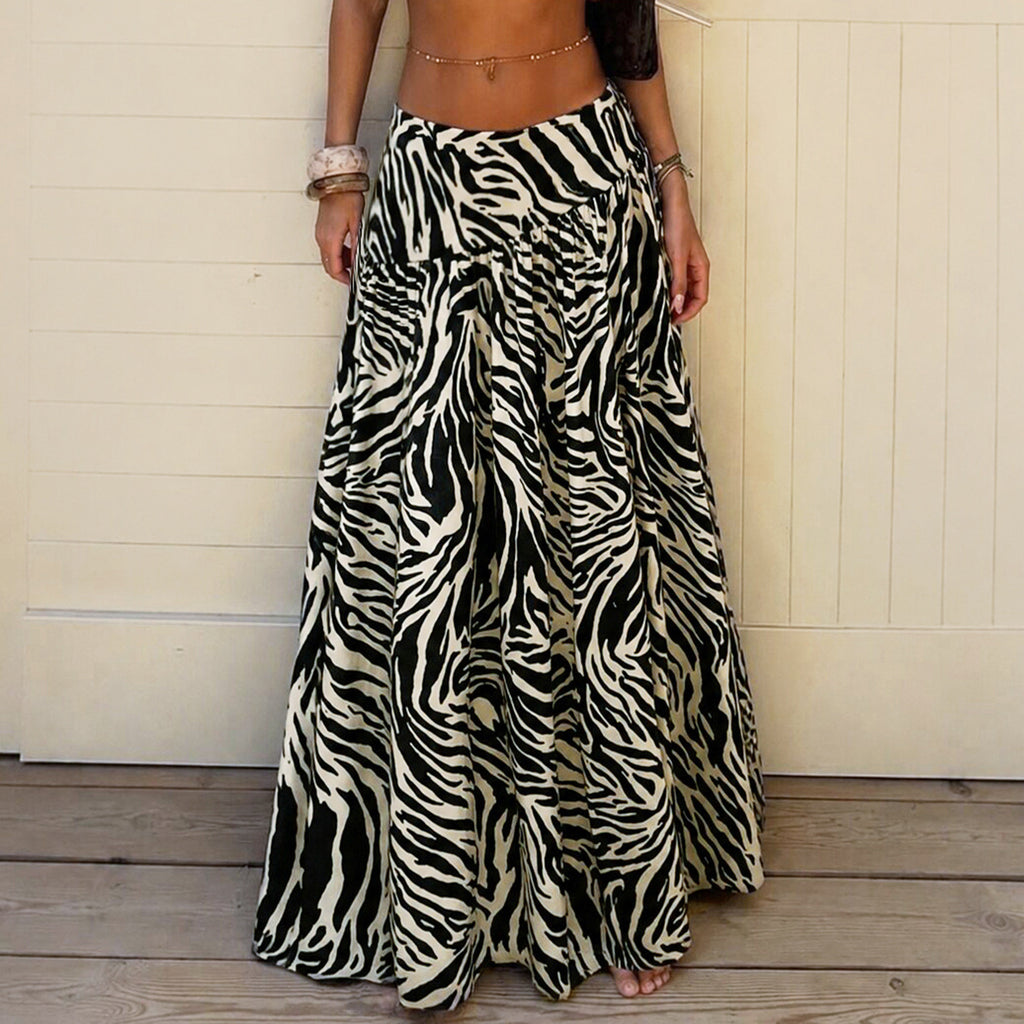 Women's Zebra Pattern Loose A Hem Skirt Idle Casual Vacation