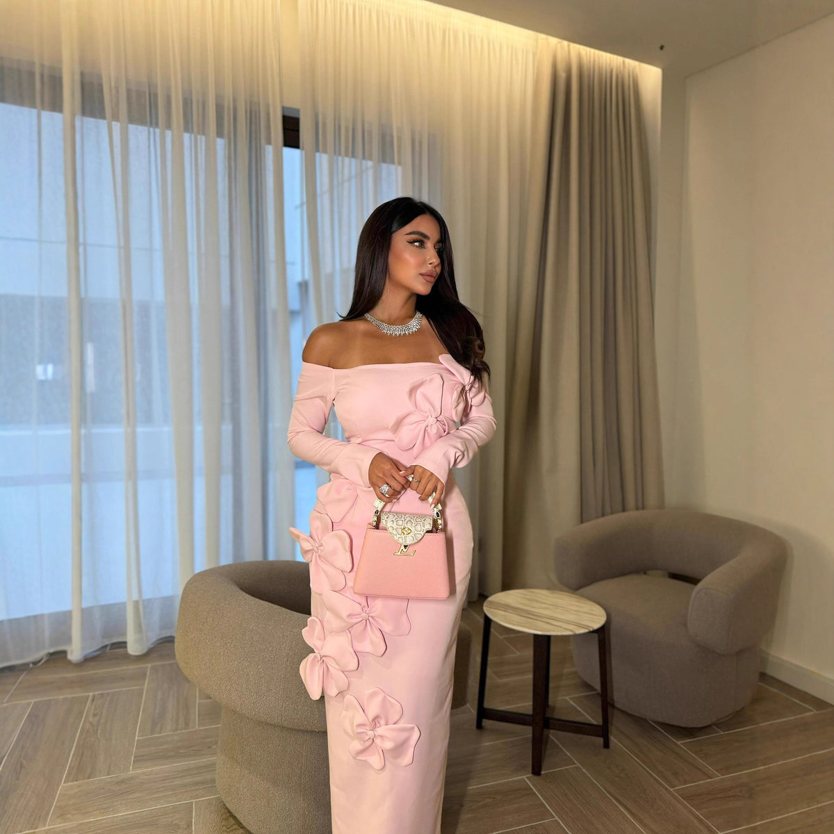 Women's Floral Off-Shoulder Evening Dress