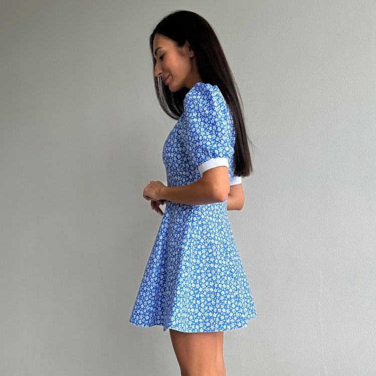 A line Short Sleeve Dress Polo Collar
