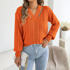 Women's V-Neck Cutout Sweater
