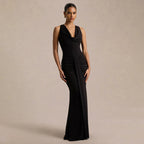 V-Neck Pleated Evening Dress