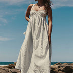 Women's Summer Sweet Multicolor Flounce Trim Lace Up Dress
