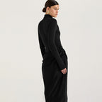 Mock-Neck Long-Sleeve Cutout Bodycon Maxi Dress