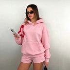 Women's Hooded Pullover and Shorts Set