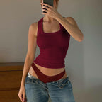 Women Clothing Summer Sexy U Collar Solid Color Slim Fit I Shape Cropped Vest For Women