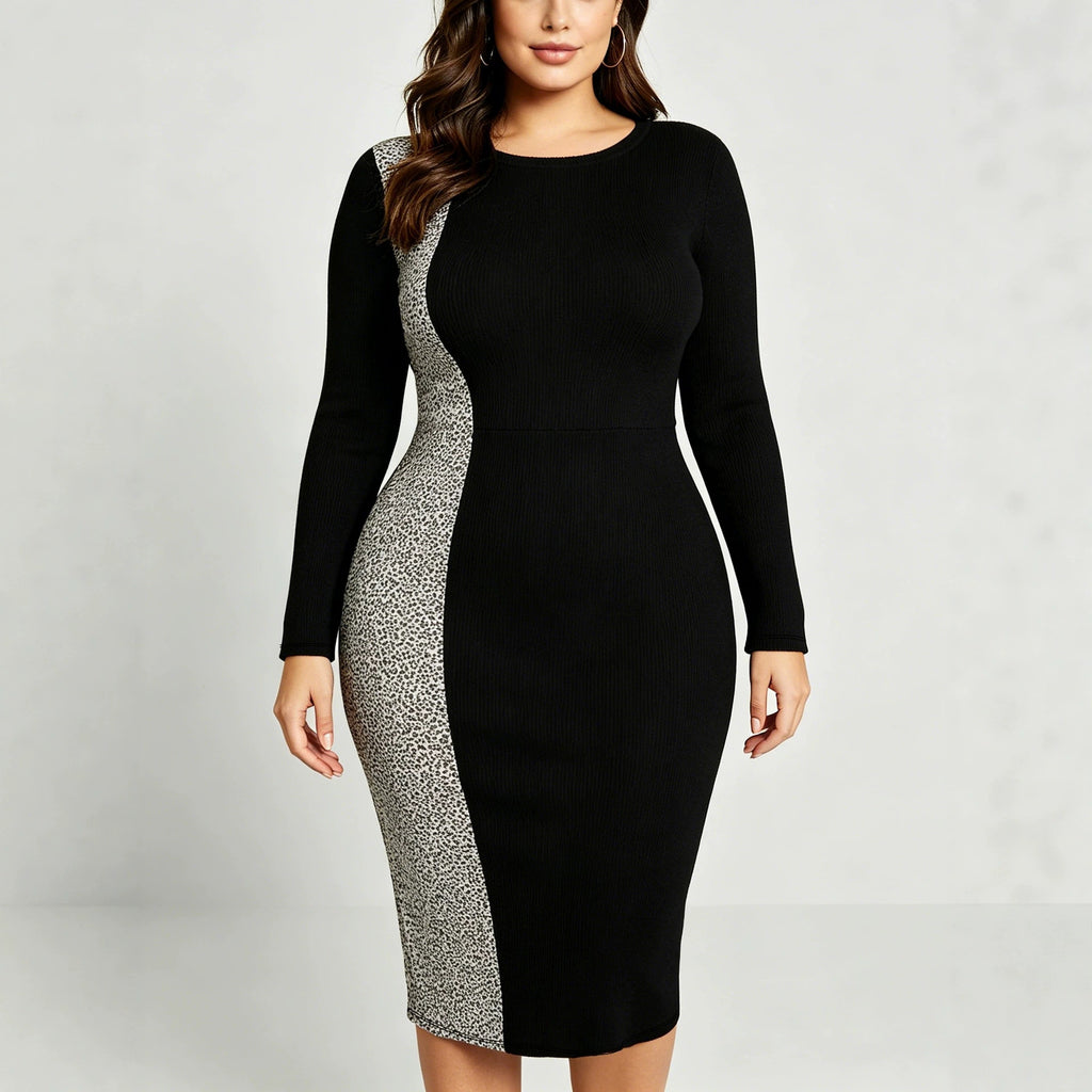 Women's Plus-Size Leopard Print Midi Dress