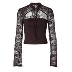 Women's Lace-Detail Cropped Long-Sleeve Top