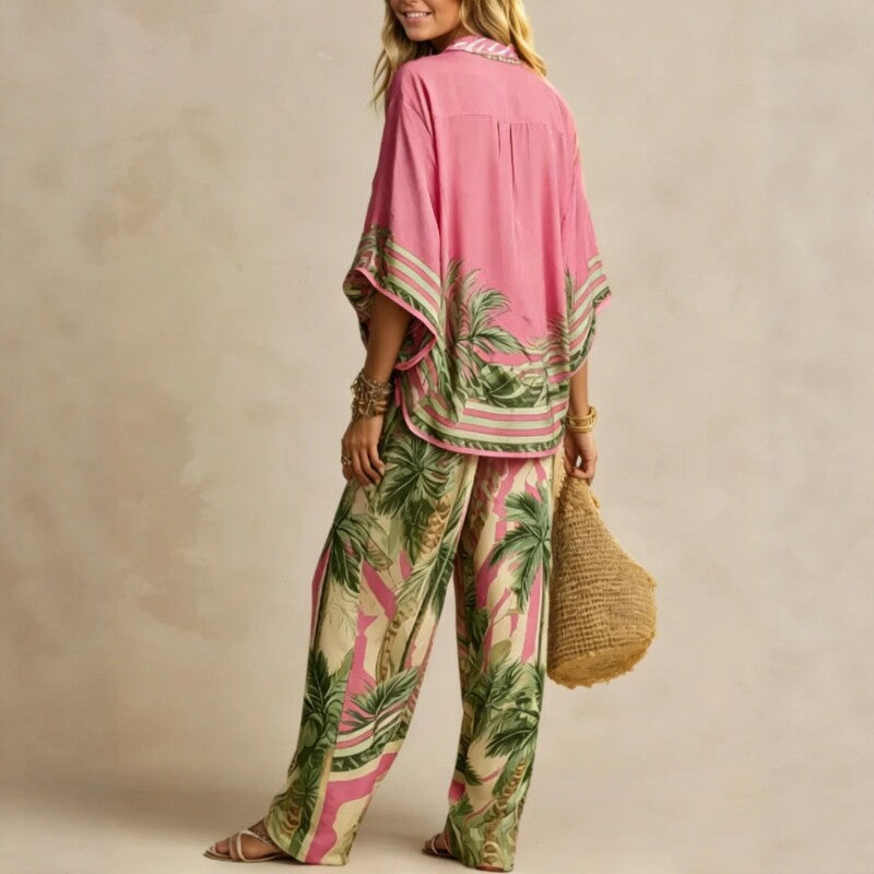 Vacation Positioning Printing Loose Shirt WL Trousers Two