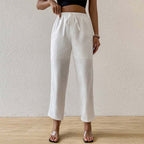 Women's Cutout Drawstring Straight-Leg Pants