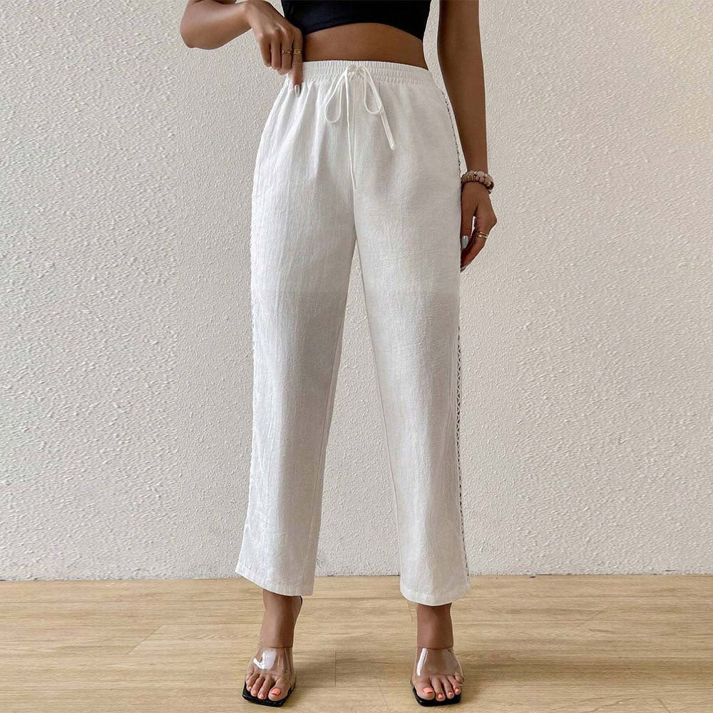 Women's Cutout Drawstring Straight-Leg Pants