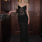 Women's Mesh V-Neck Backless Slip Dress