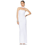 Women's Summer Side Slit Bandage Elastic Long Strapless Tight Halter Dress