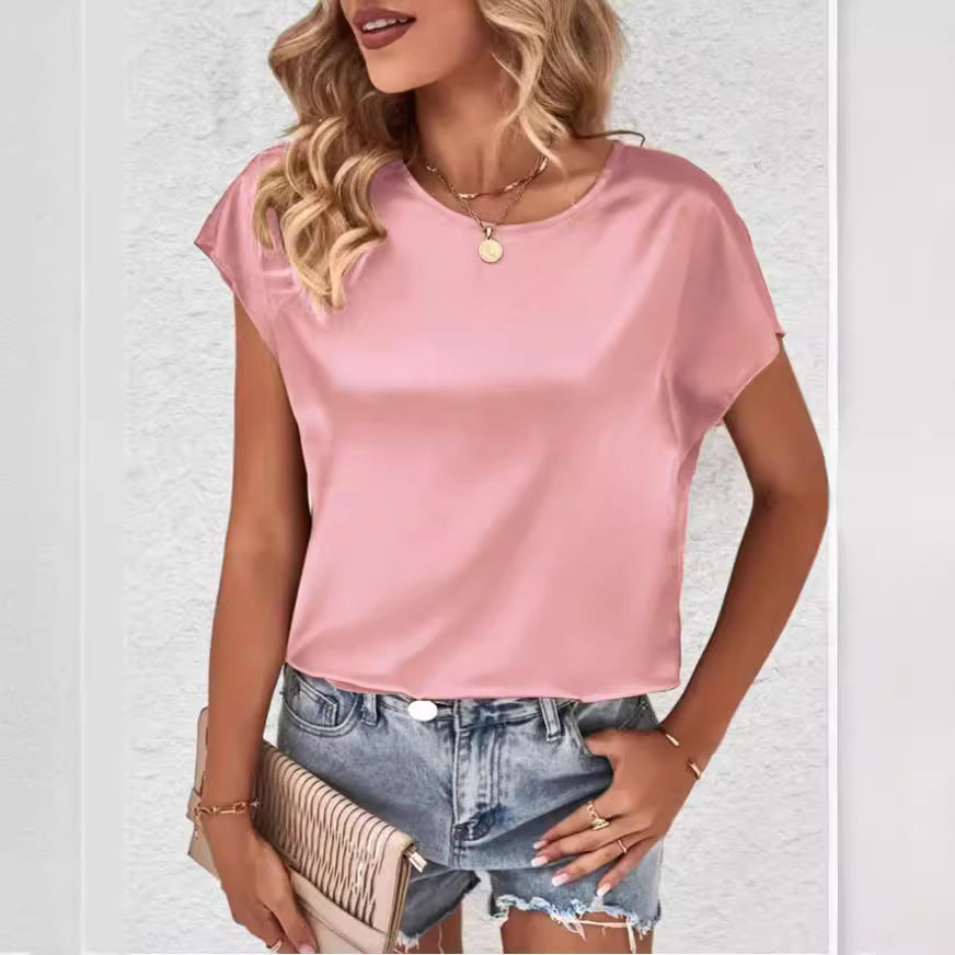 Women's Satin Batwing Sleeve Top