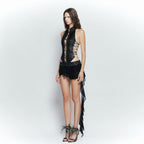 Women's Lace-Up Cropped Top & Skirt Set