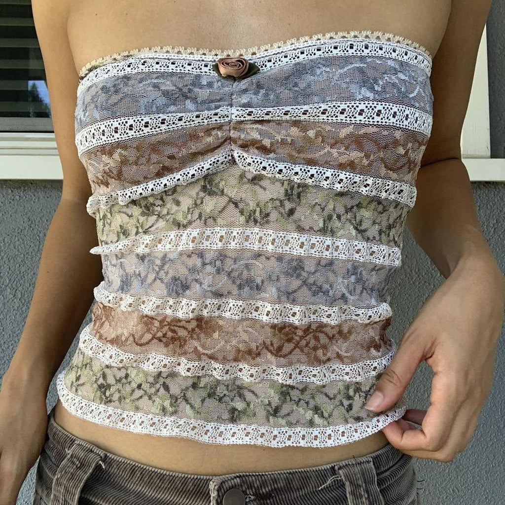 Women's Women’s Floral Lace Strapless Tube Top