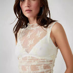 's Design Lace Inner Top Fashionable See Through Mesh Vest