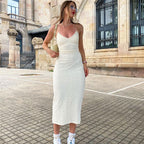 Low Cut V-Neck Hollow Out Cutout Backless Halter Lace Up Dress