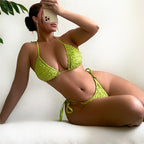 Lace Solid Bikini Swimwear