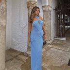 Cotton Halter Cutout Bodycon Maxi Dress