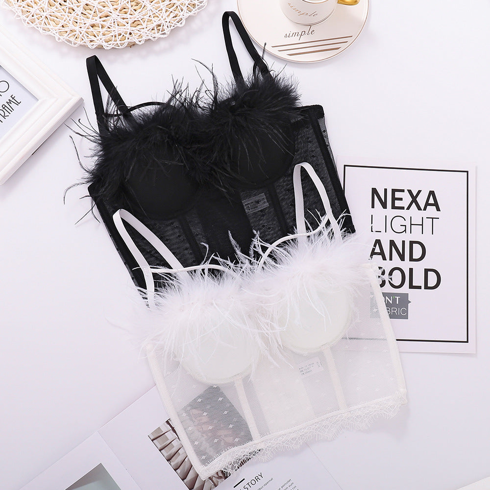 's Lace Mesh Camisole Vest Hollow Out Cutout Backless True