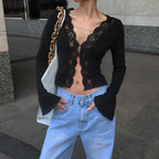 Women's Lace Button Front Cardigan Top