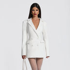 Women's Collared Belted Long-Sleeve Office Dress