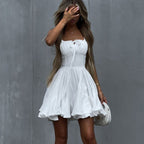 Cotton Champray Lace up Tube Top Suspender
