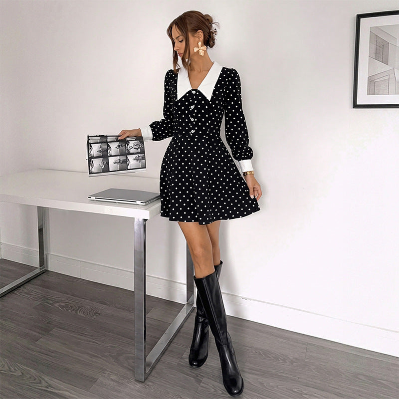 Women's Polka Dot Long Sleeve Dress