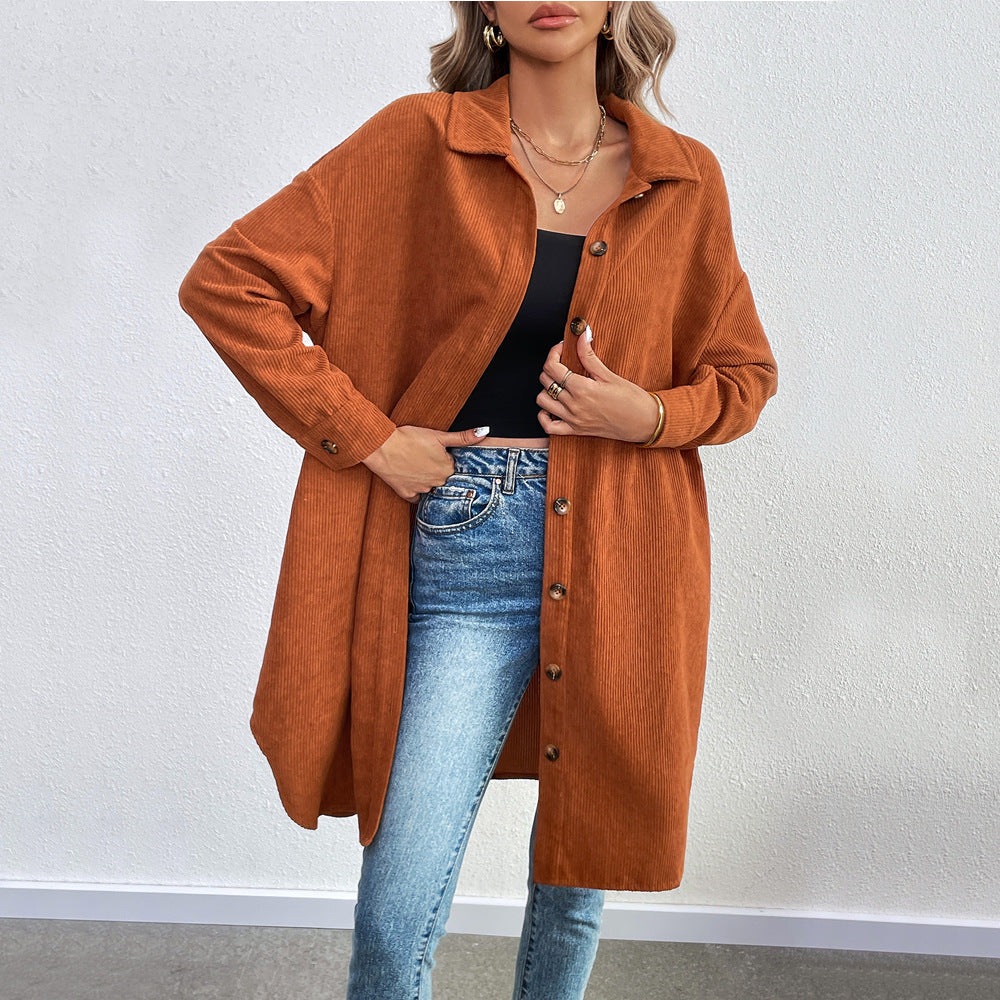 Casual Shirt Loose Long Sleeve Breasted Corduroy Jacket