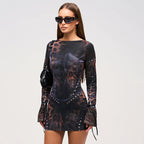Positioning Printing Slim Fit Long Sleeve Narrow Short