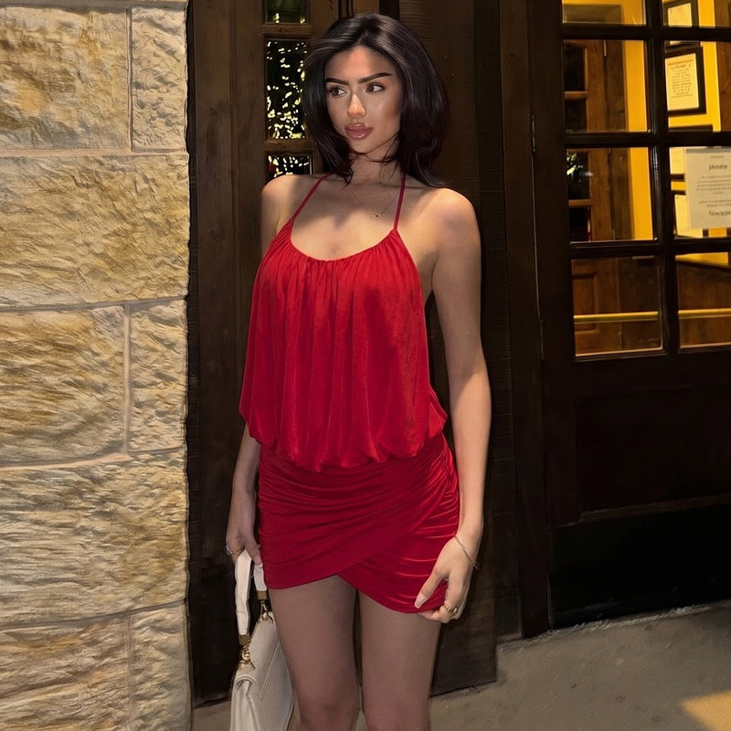 Women's Backless Halter Dress