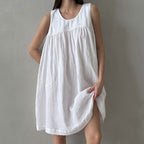 Women's White Cotton Vest Dress